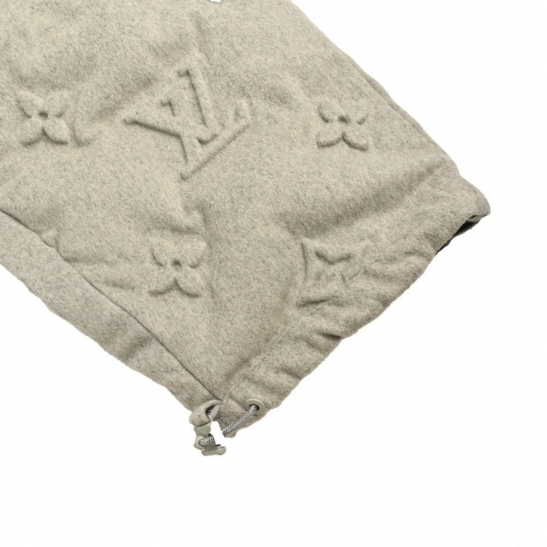 Monogram Embossed Wool Puffer Jacket | Grey