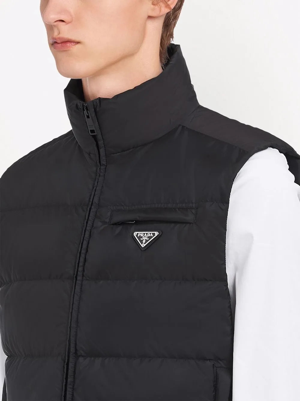 Sleeveless down jacket in Re-Nylon