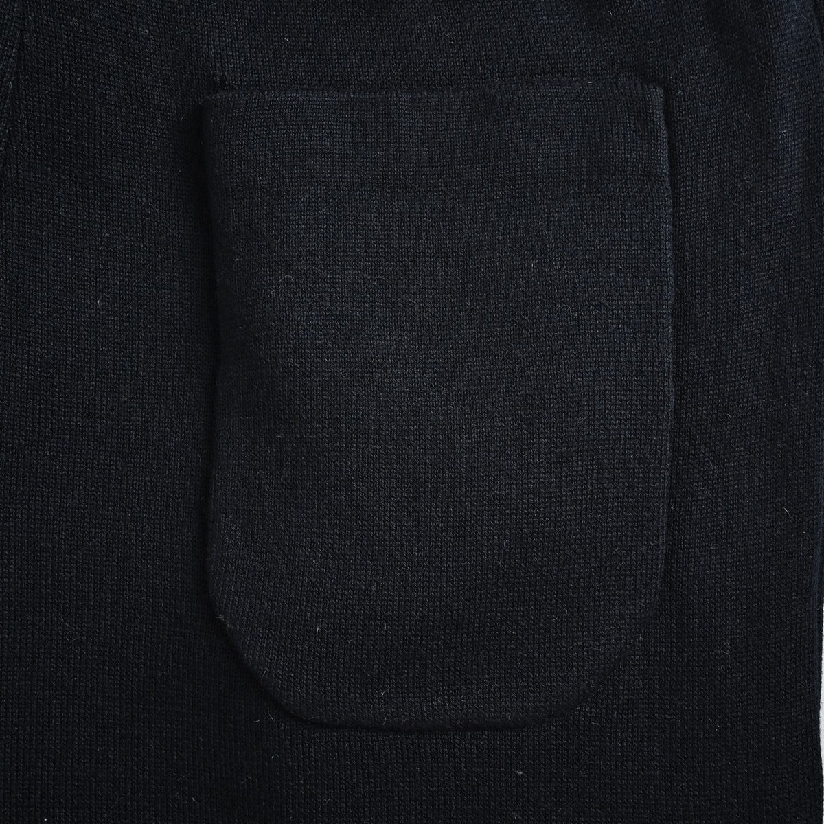 Cursive Embroidered Knit Wool Track Trousers in Midnight Navy