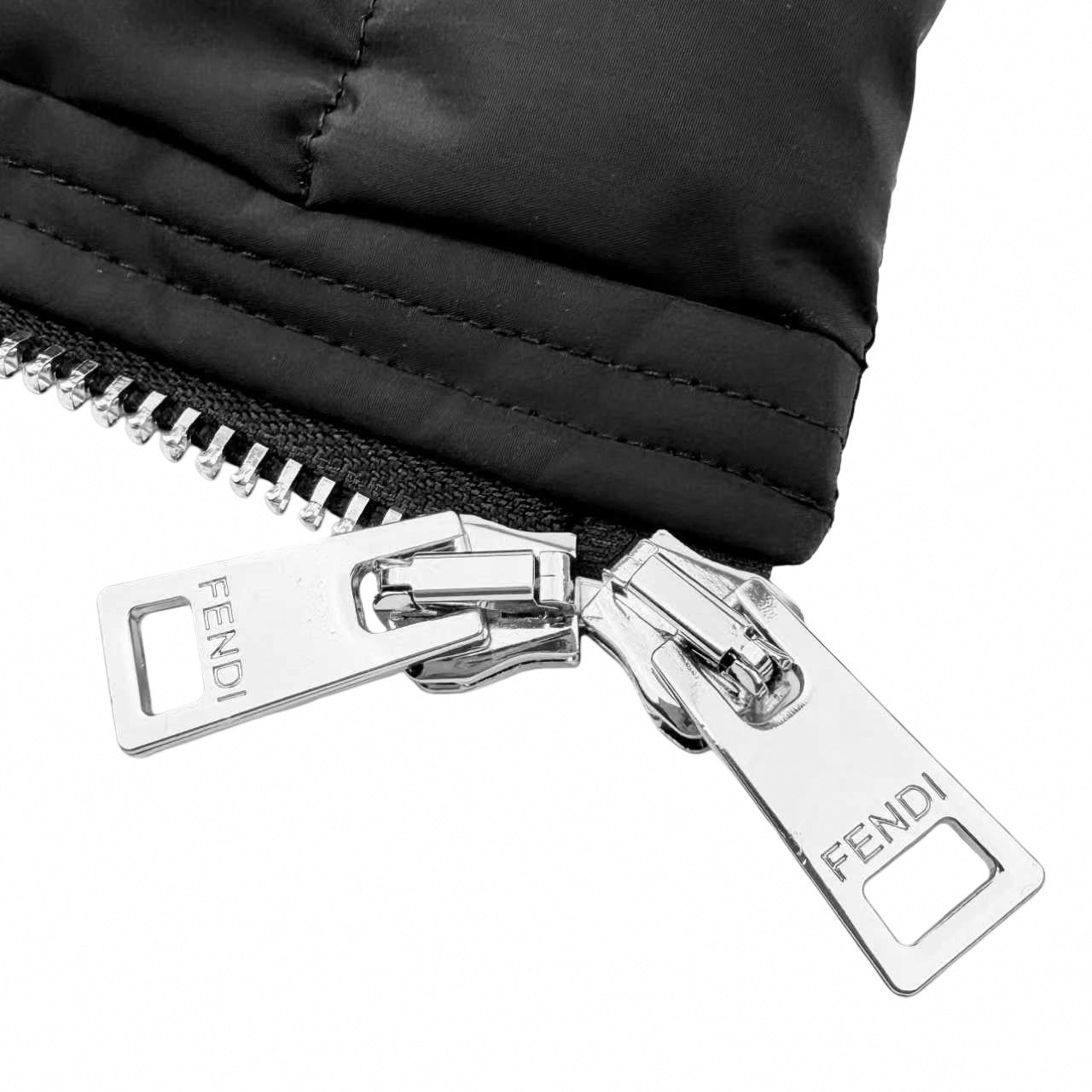 Tonal FF Monogram Hooded Puffer Jacket | Black