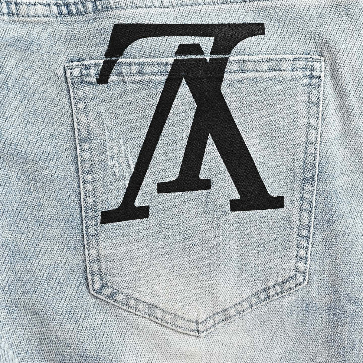 Icy Blue Inverted Logo Denim