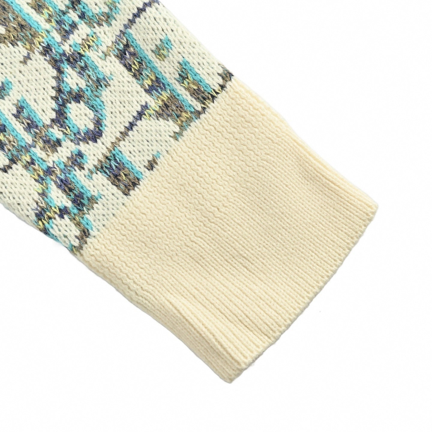 Oblique Cotton Jacquard Cardigan | White & Teal