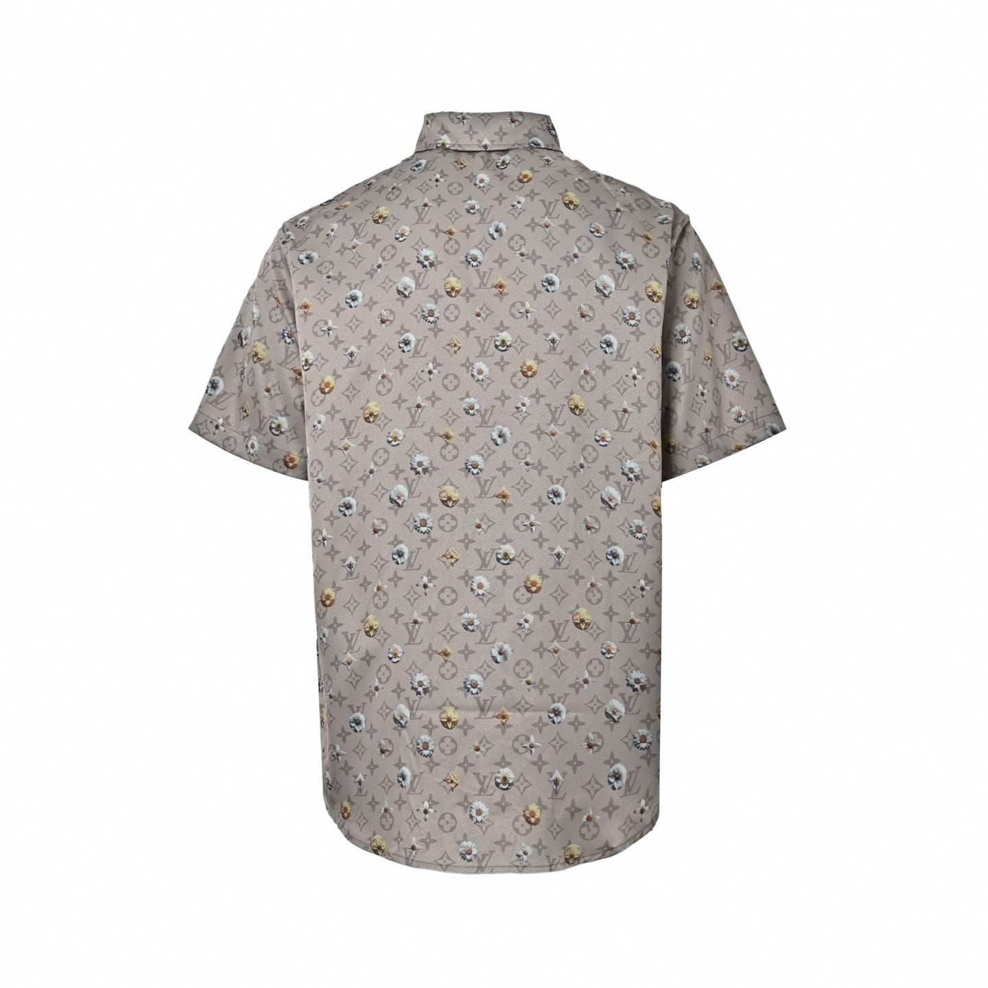 Botanical Monogram Short-Sleeve Shirt - Taupe/Grey