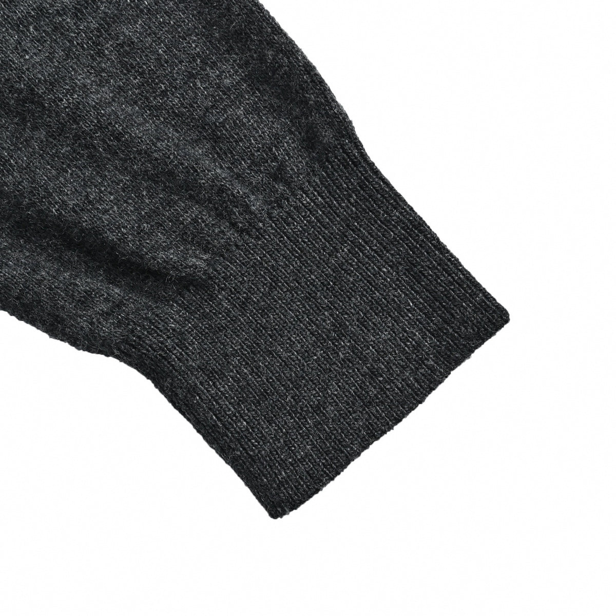 Open-Collar Long-Sleeve Wool Polo Jumper in Charcoal Grey