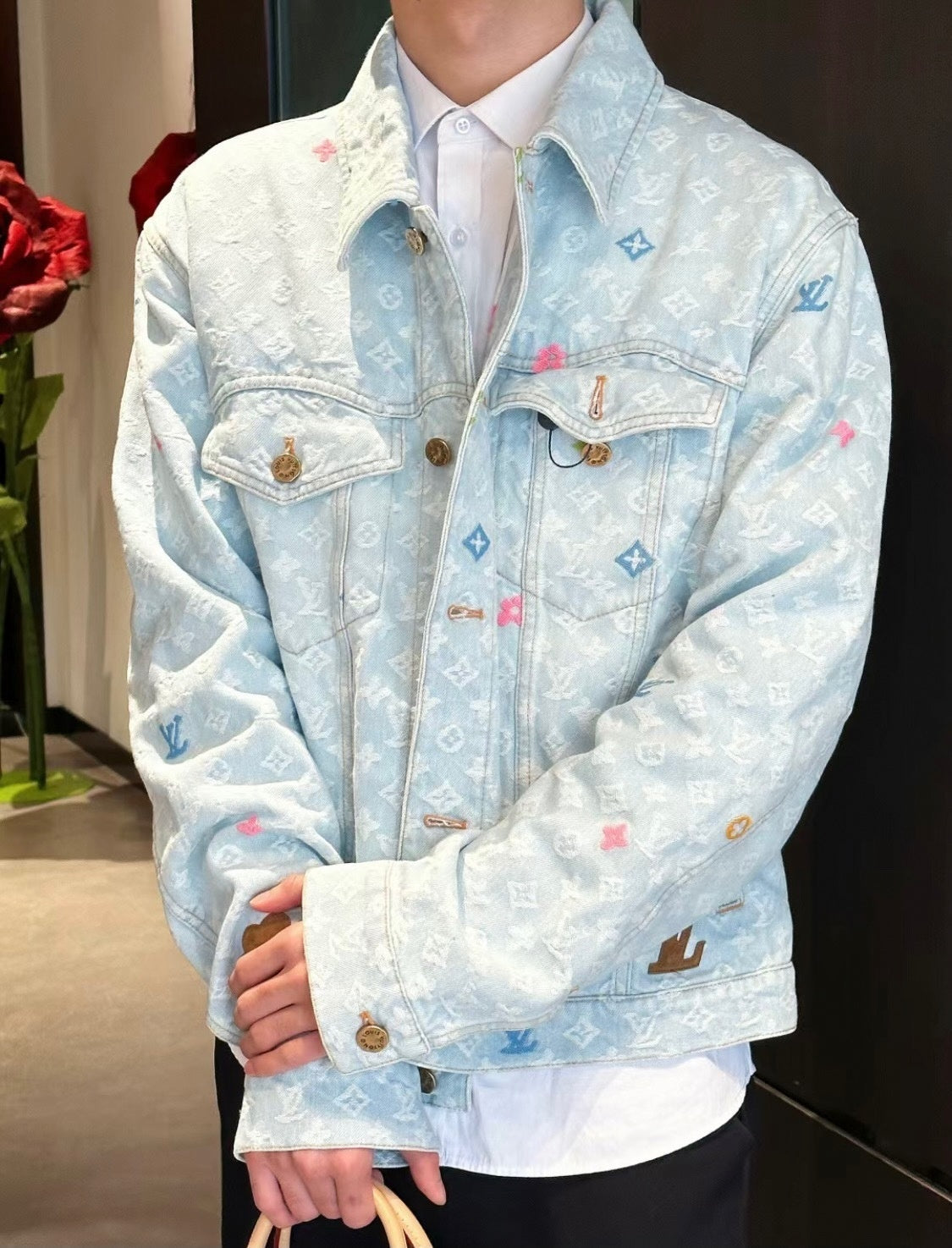 Pastel Monogram Denim Jacket | Light Blue