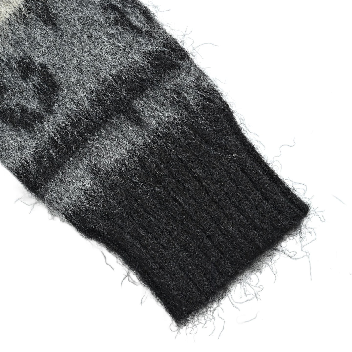 Gradient Striped Monogram Brushed Mohair Cardigan in Charcoal & Off-White