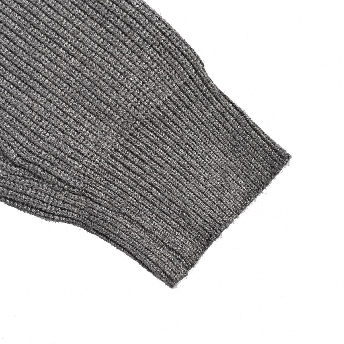 Color-Blocked Ribbed Wool Polo Collar Sweater in Grey & Electric Blue