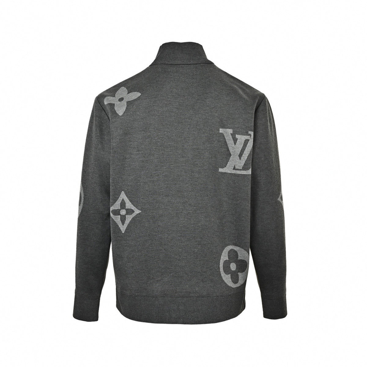 Giant Monogram Full-Zip Knit Jacket in Charcoal Grey