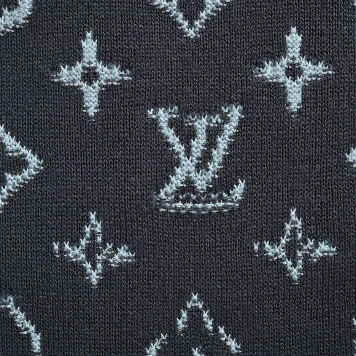 Monogram Gradient Jacquard Crewneck Sweater in Charcoal & Light Blue