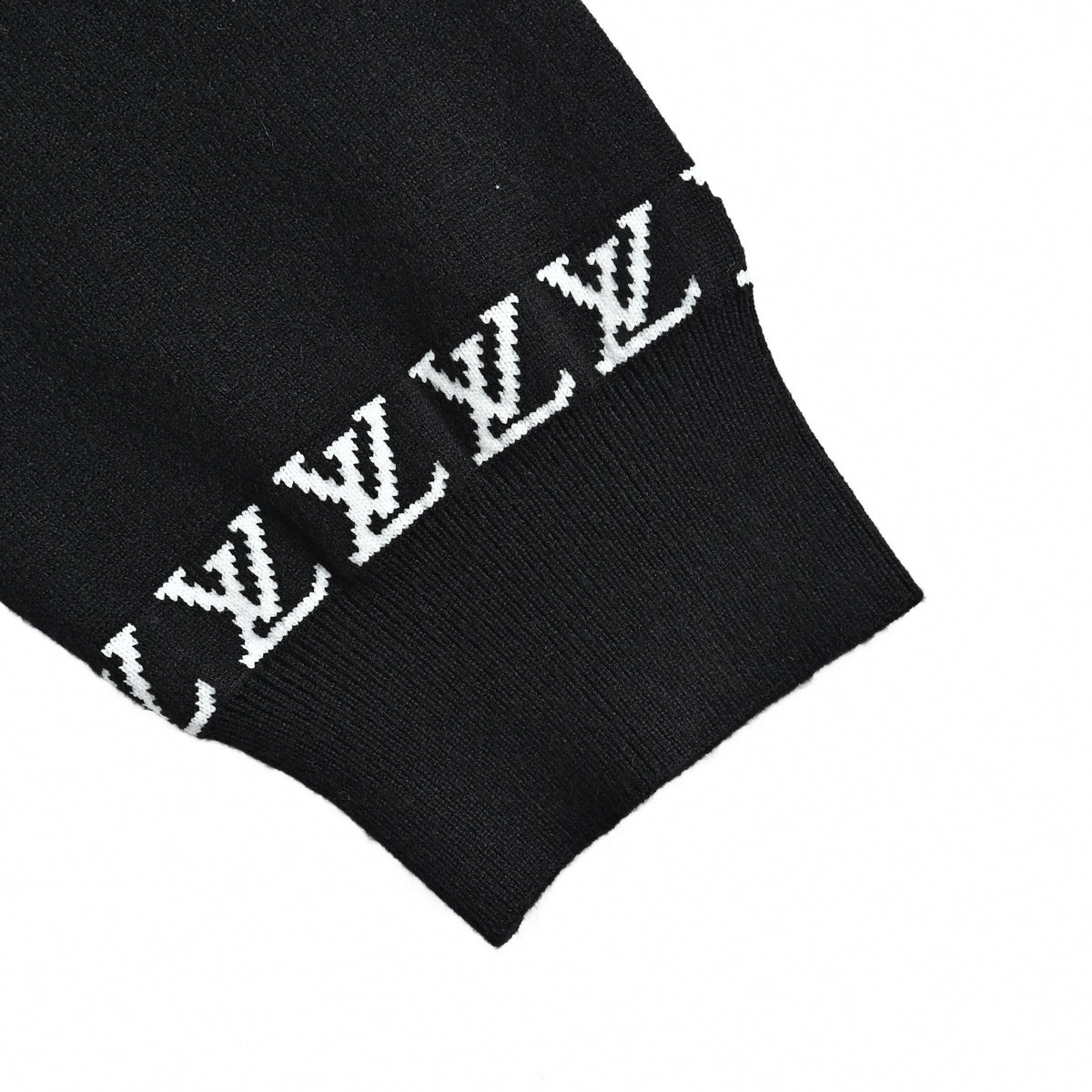 'Marque L.Vuitton Déposée' Intarsia Crewneck Sweater in Black