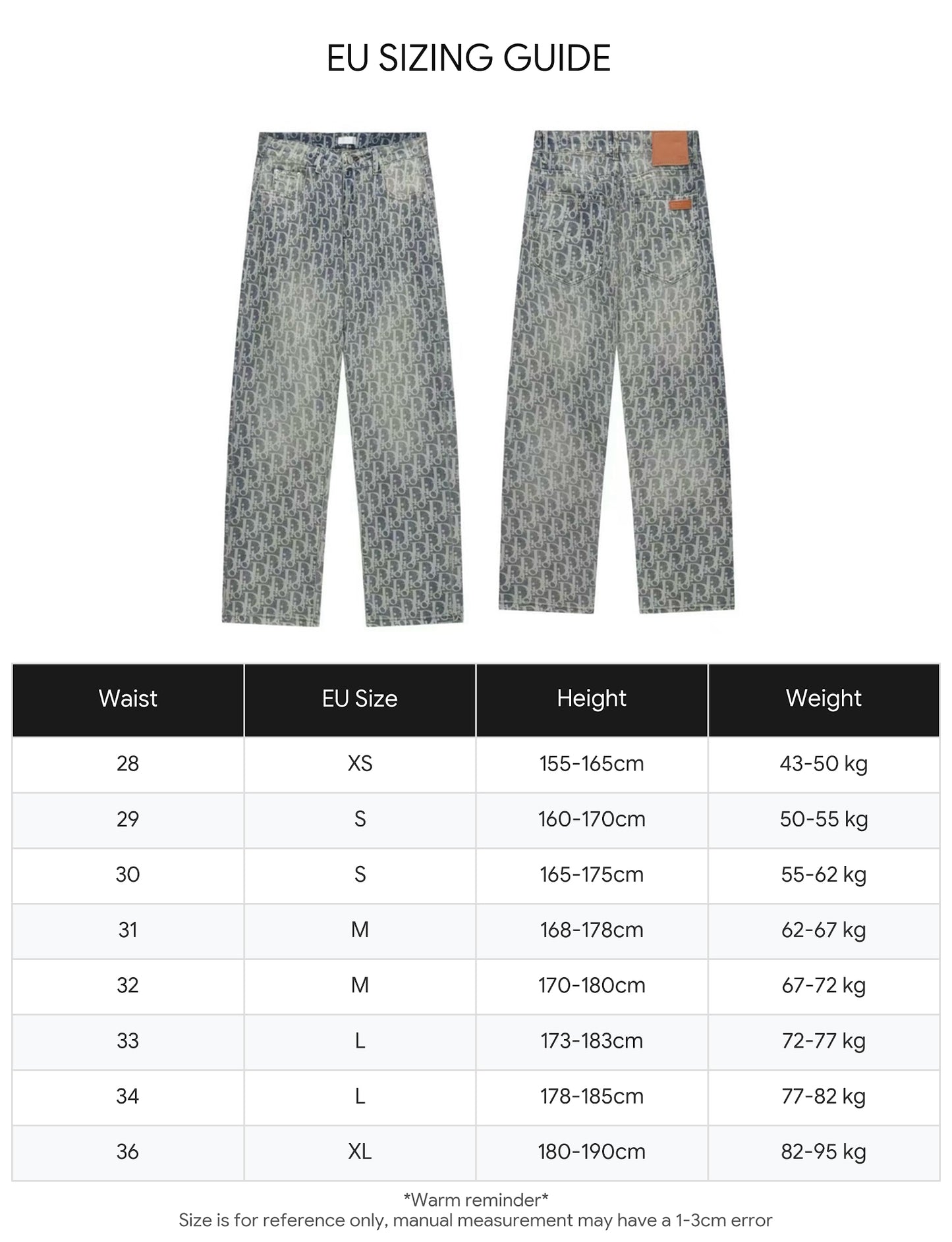 Oblique All-Over Print Faded Denim Jeans | Blue