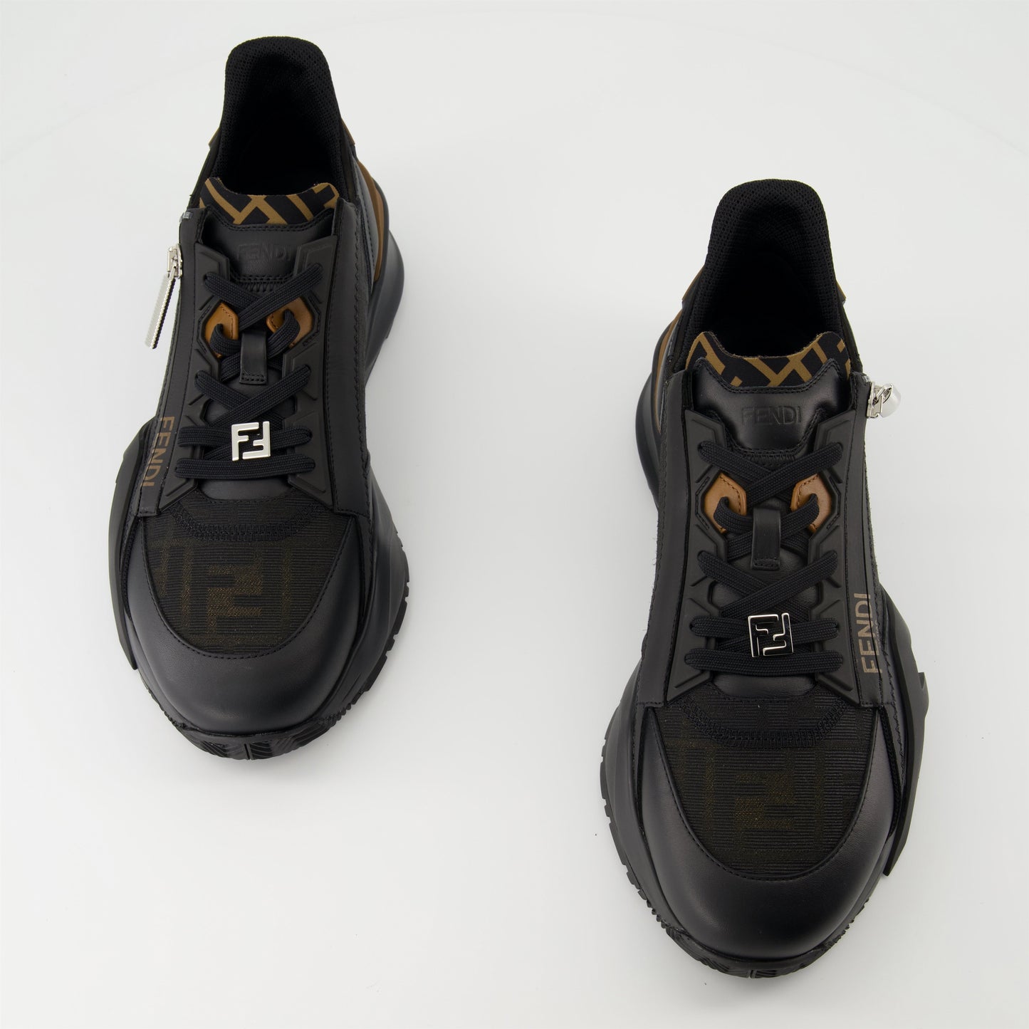 Flow Zip Sneakers - Black/Brown