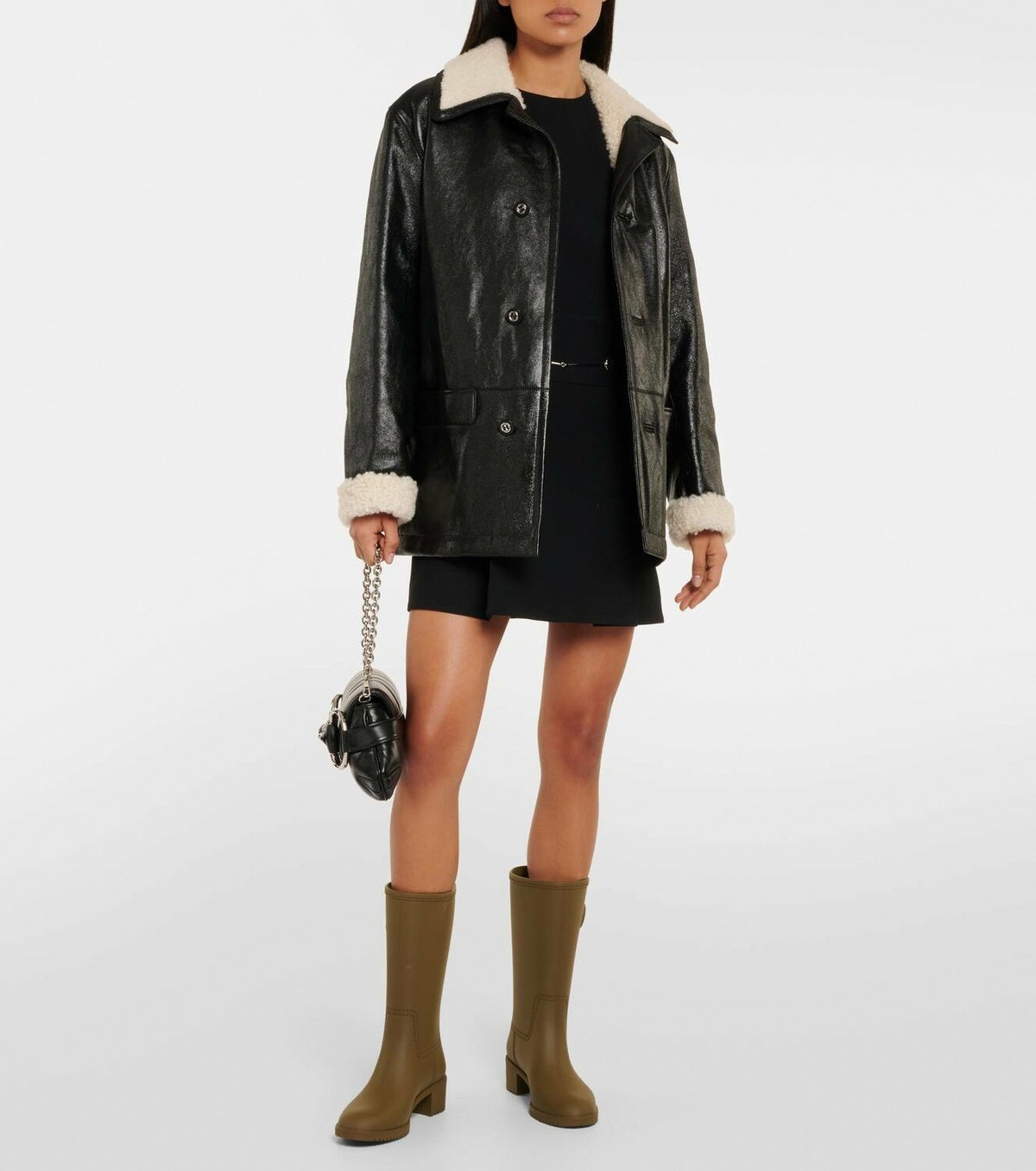 Double G Molded Rubber Heeled Rain Boots in Olive Green