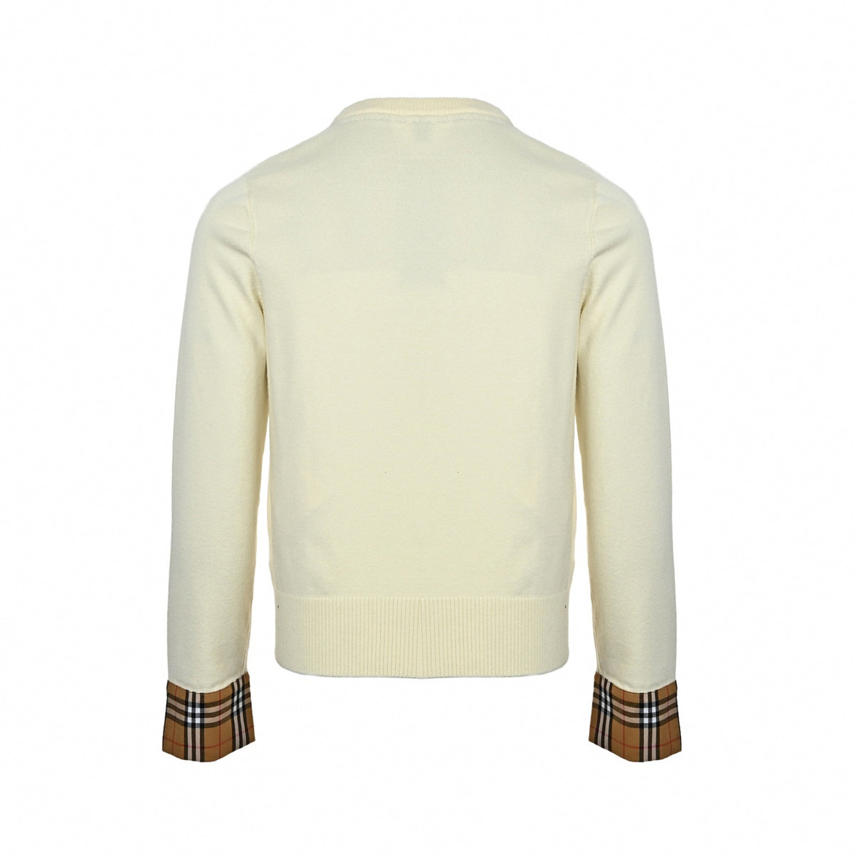 Vintage Check Cuff Knit Cardigan in Cream & Off-White