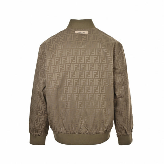 Tonal FF Jacquard Cotton Bomber Jacket | Taupe