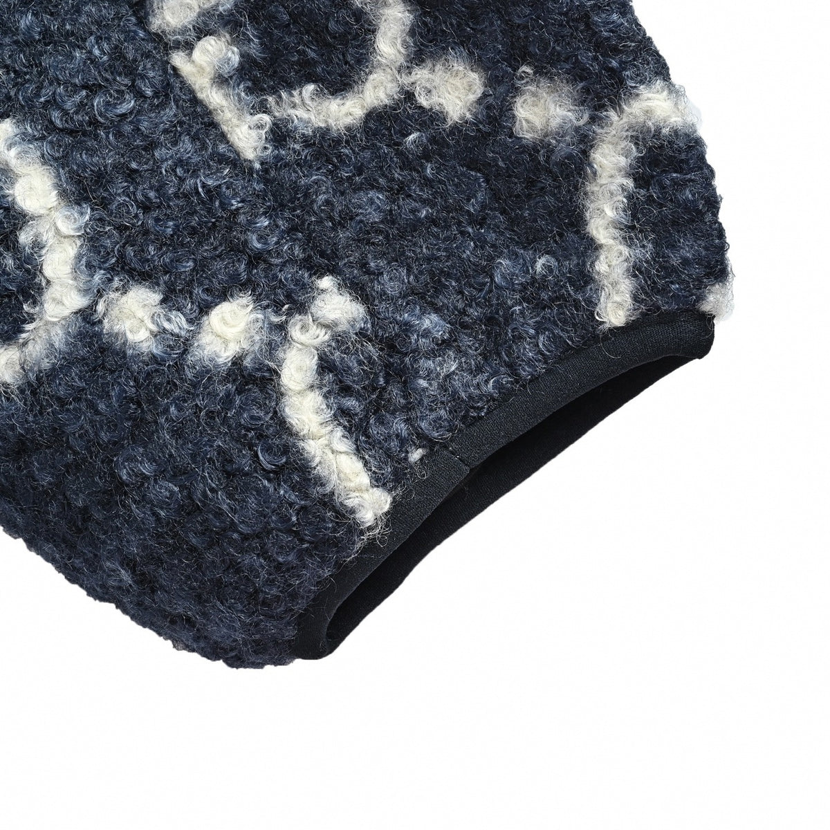 Maxi GG Wool Bouclé Fleece Zip Jacket in Navy Blue & Off-White
