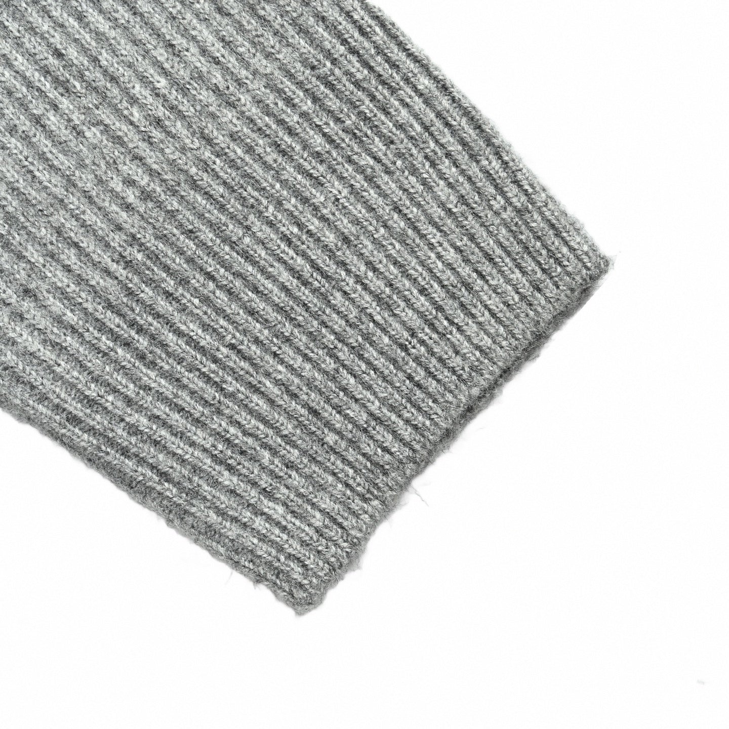 Embroidered Logo Ribbed V-Neck Sweater - Grey