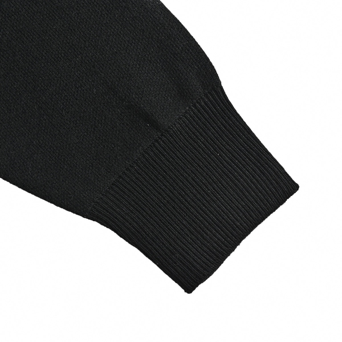 Metal CC Back Logo Half-Zip Wool Knit Sweater in Black