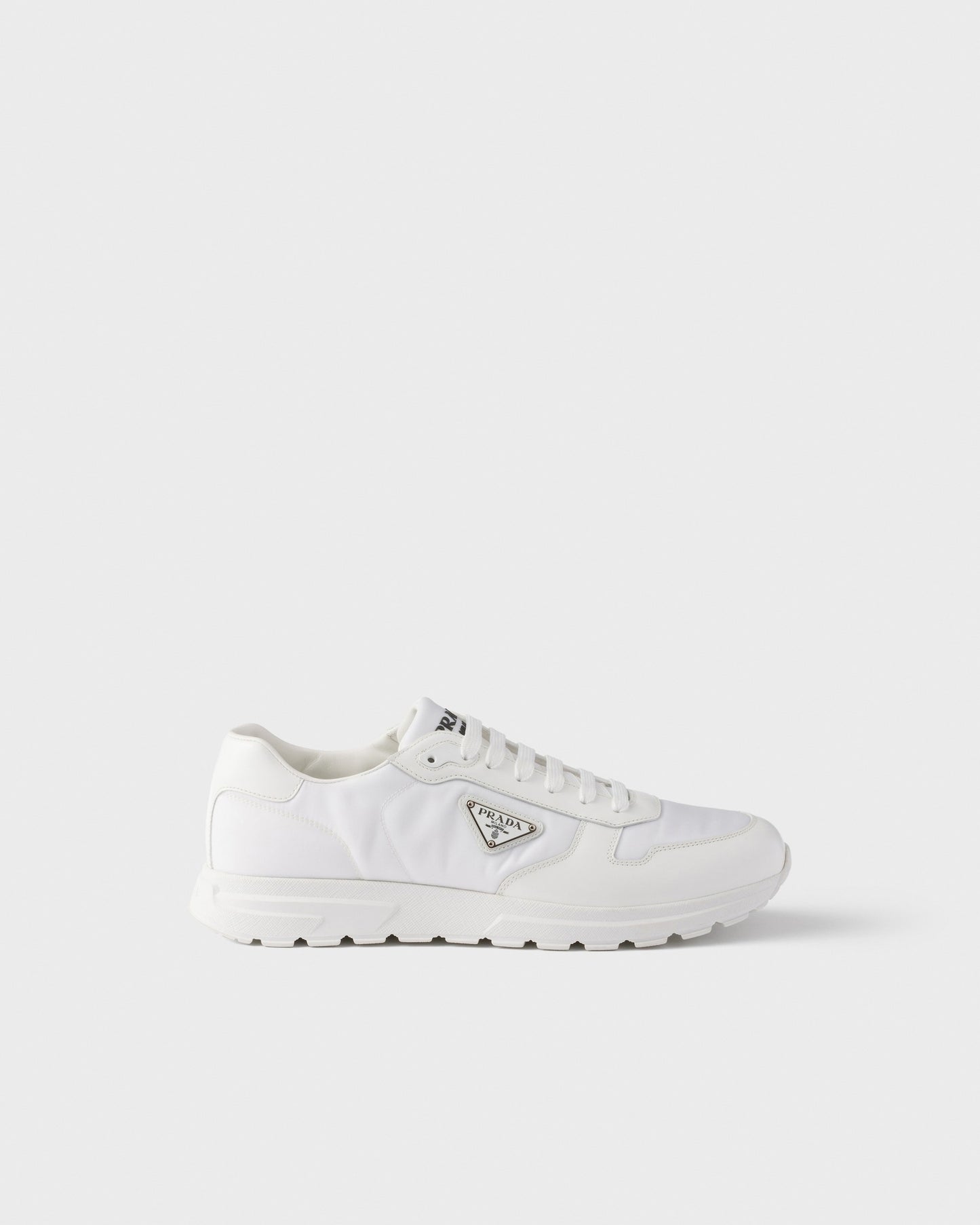 Re-Nylon and Leather Sneakers White