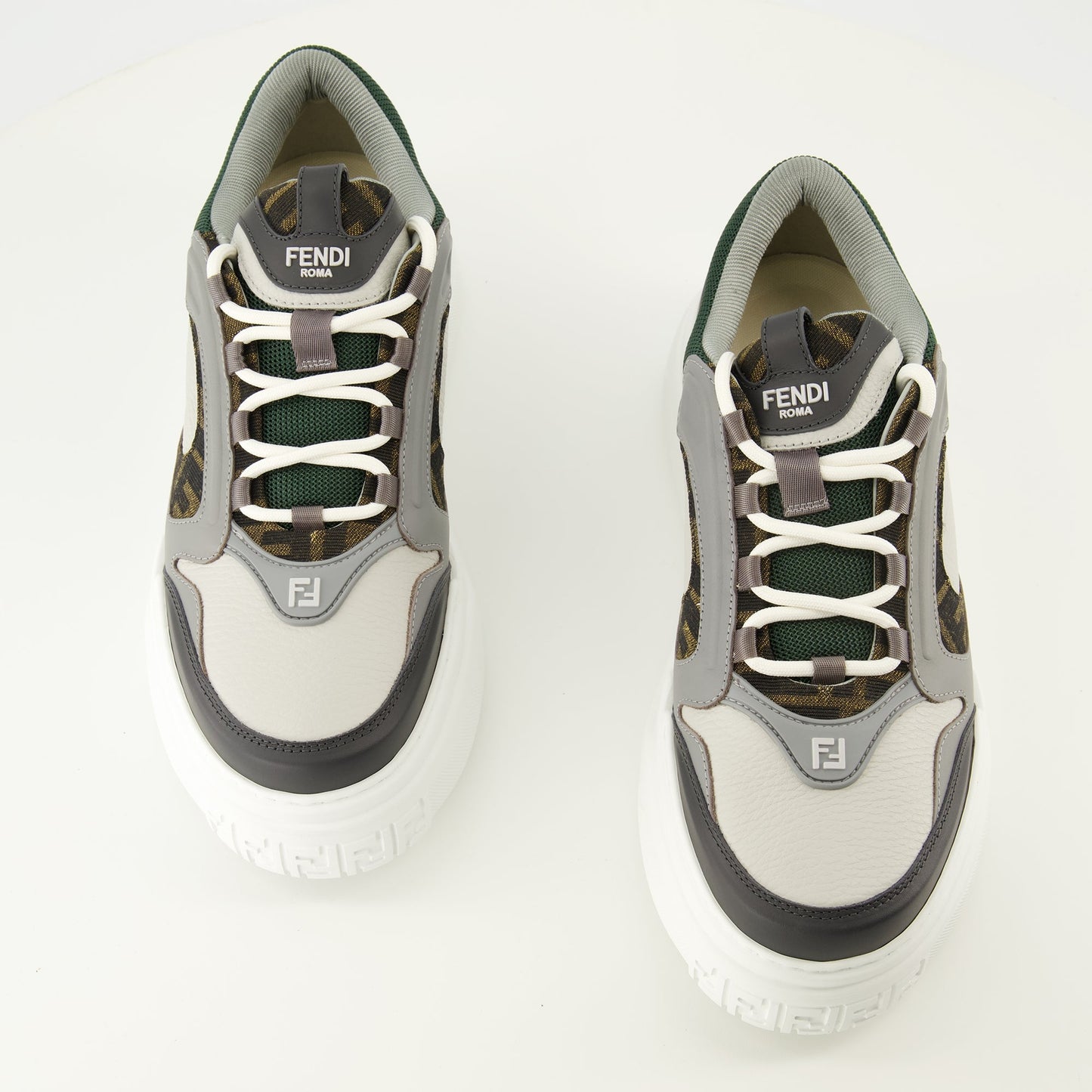Fendi Force Gray and Green Sneakers