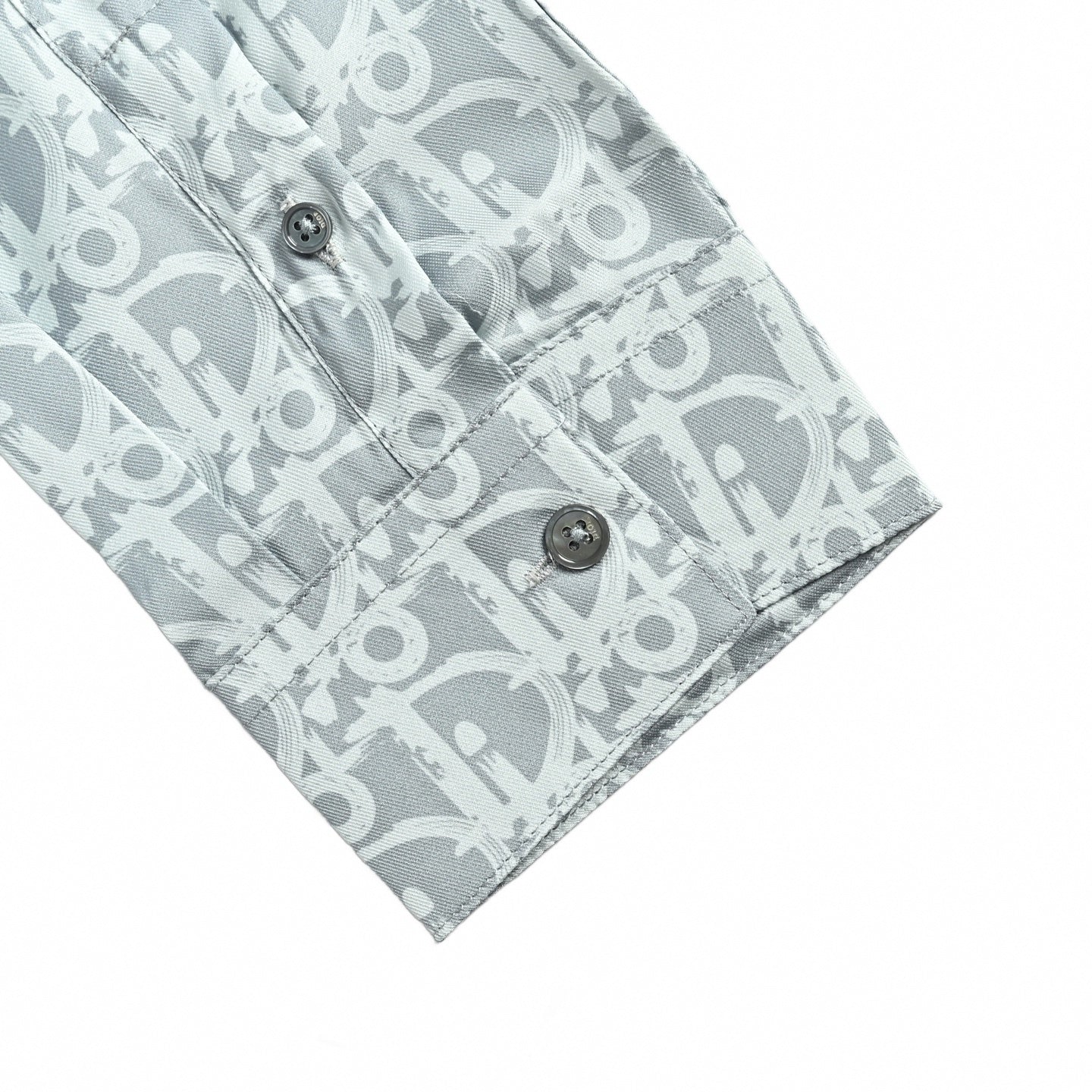 Silver-Grey Oblique Silk Button-Down