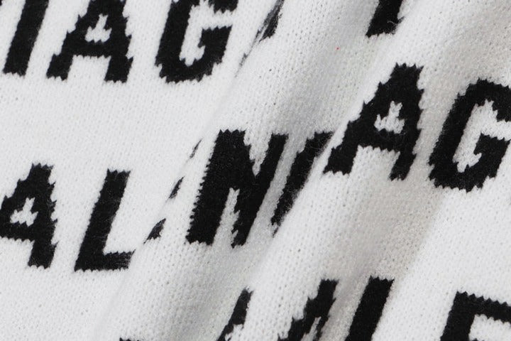 Allover Logo Diagonal Intarsia Knit Crewneck