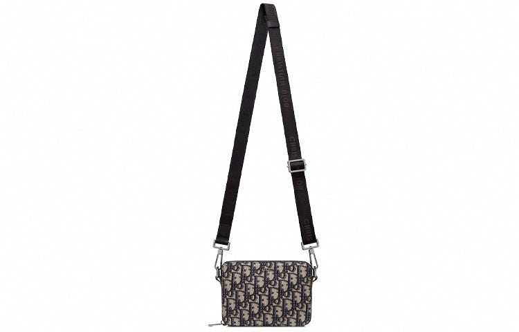 Shoulder Strap Pouch 'Beige Black Oblique Jacquard