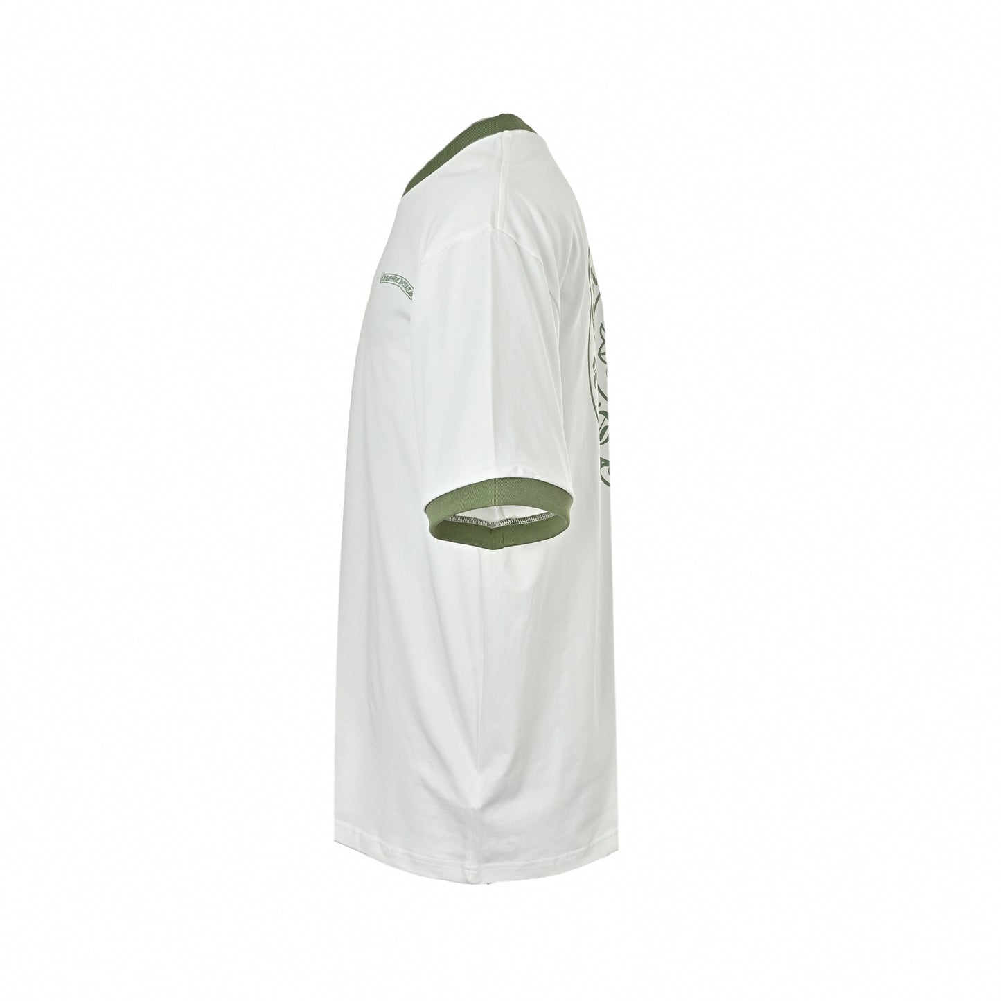 Horseshoe Logo Ringer T-Shirt | White & Olive Green
