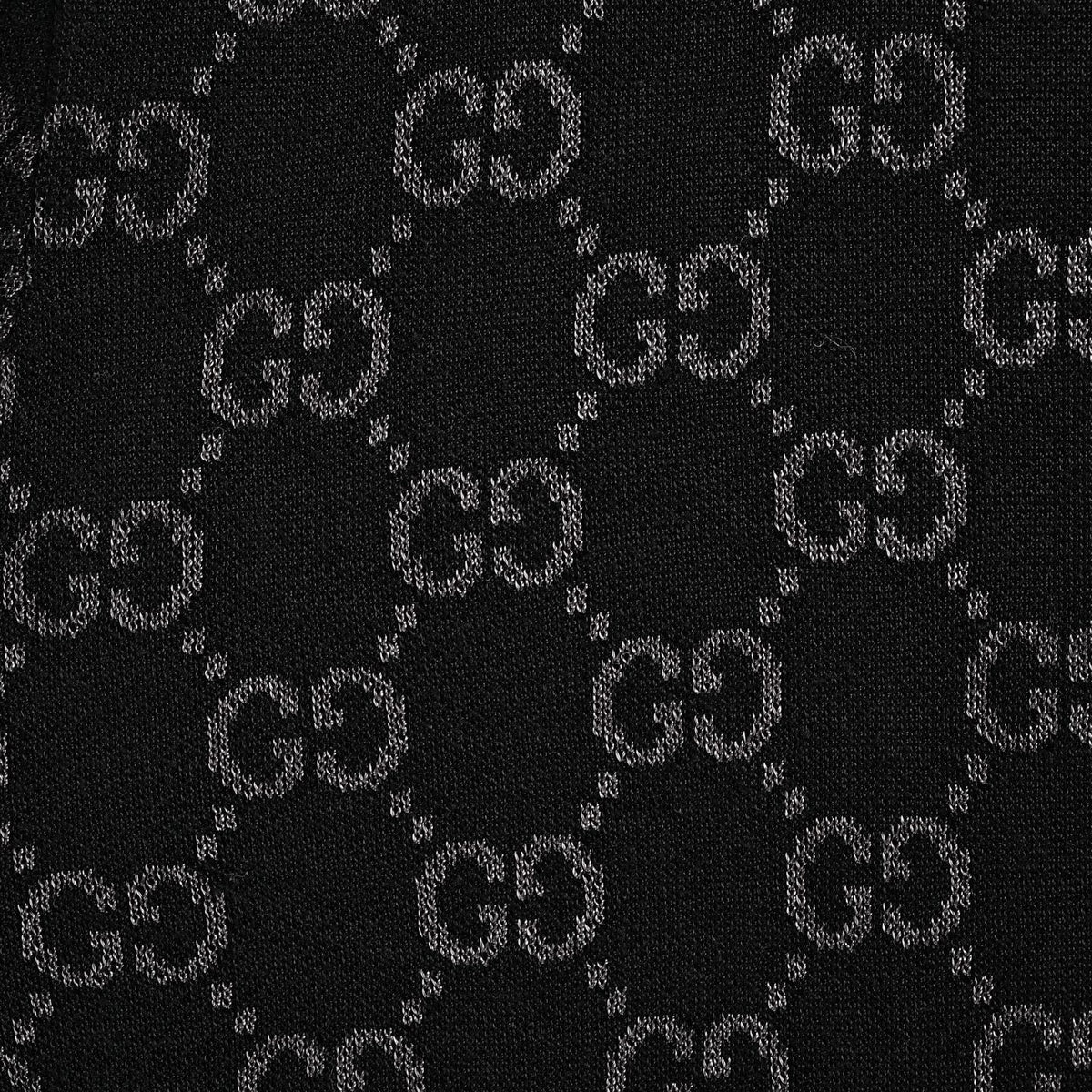 GG Jacquard Long-Sleeved Knit Polo Jumper in Black & Grey