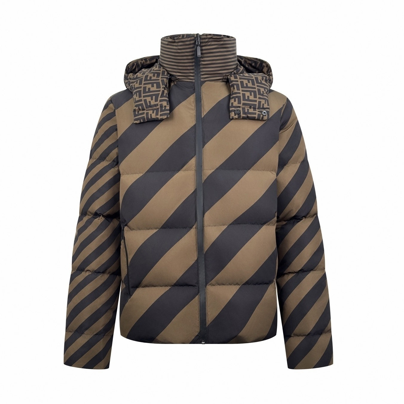 Reversible FF Monogram & Diagonal Stripe Puffer Jacket