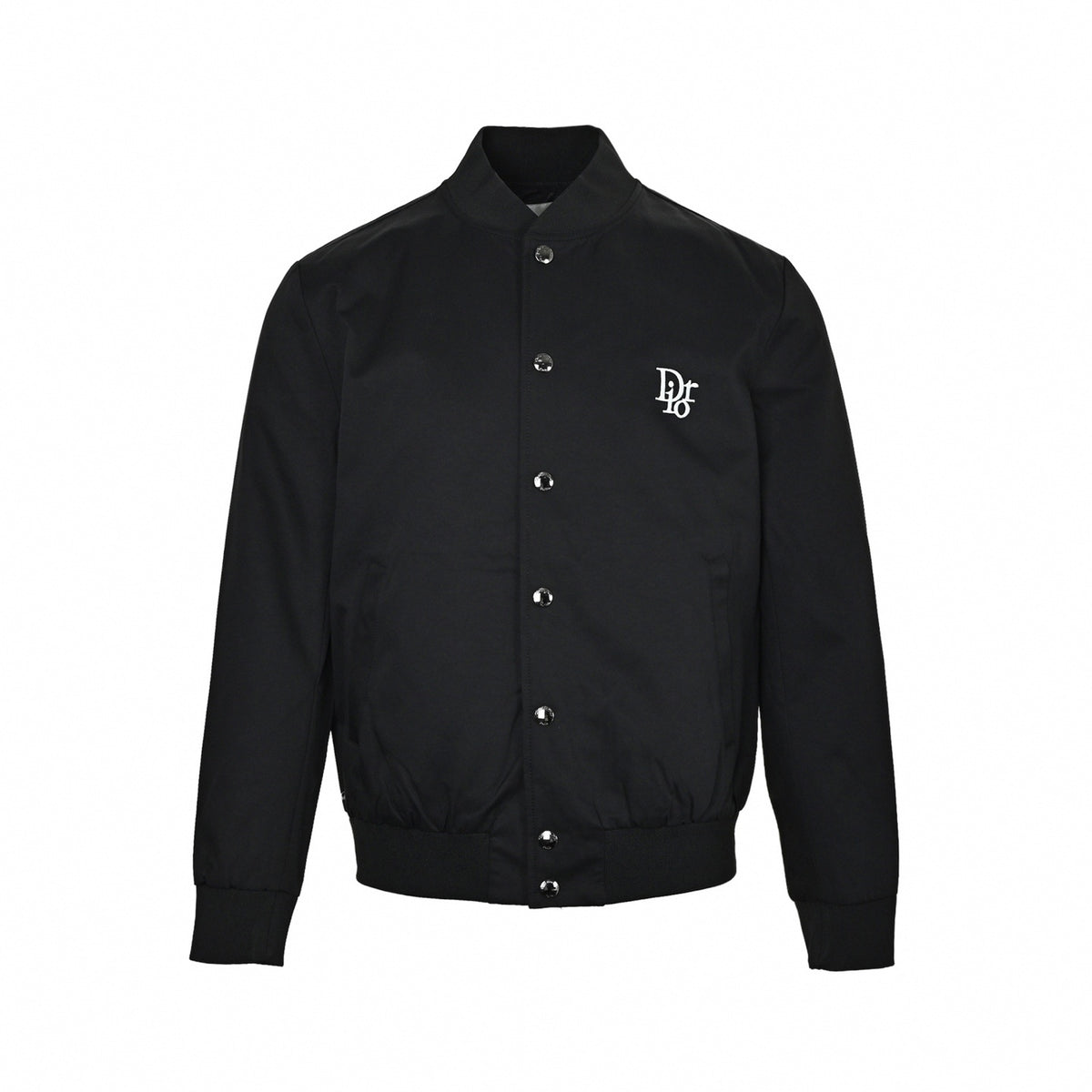 Floral Logo Embroidered Snap-Front Bomber Jacket