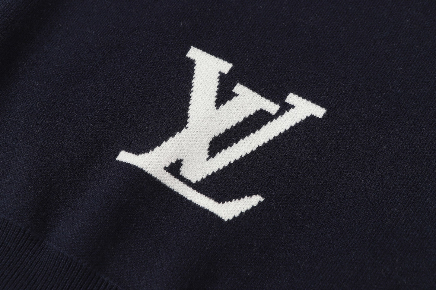 Scattered Monogram Intarsia Wool Crewneck | Navy