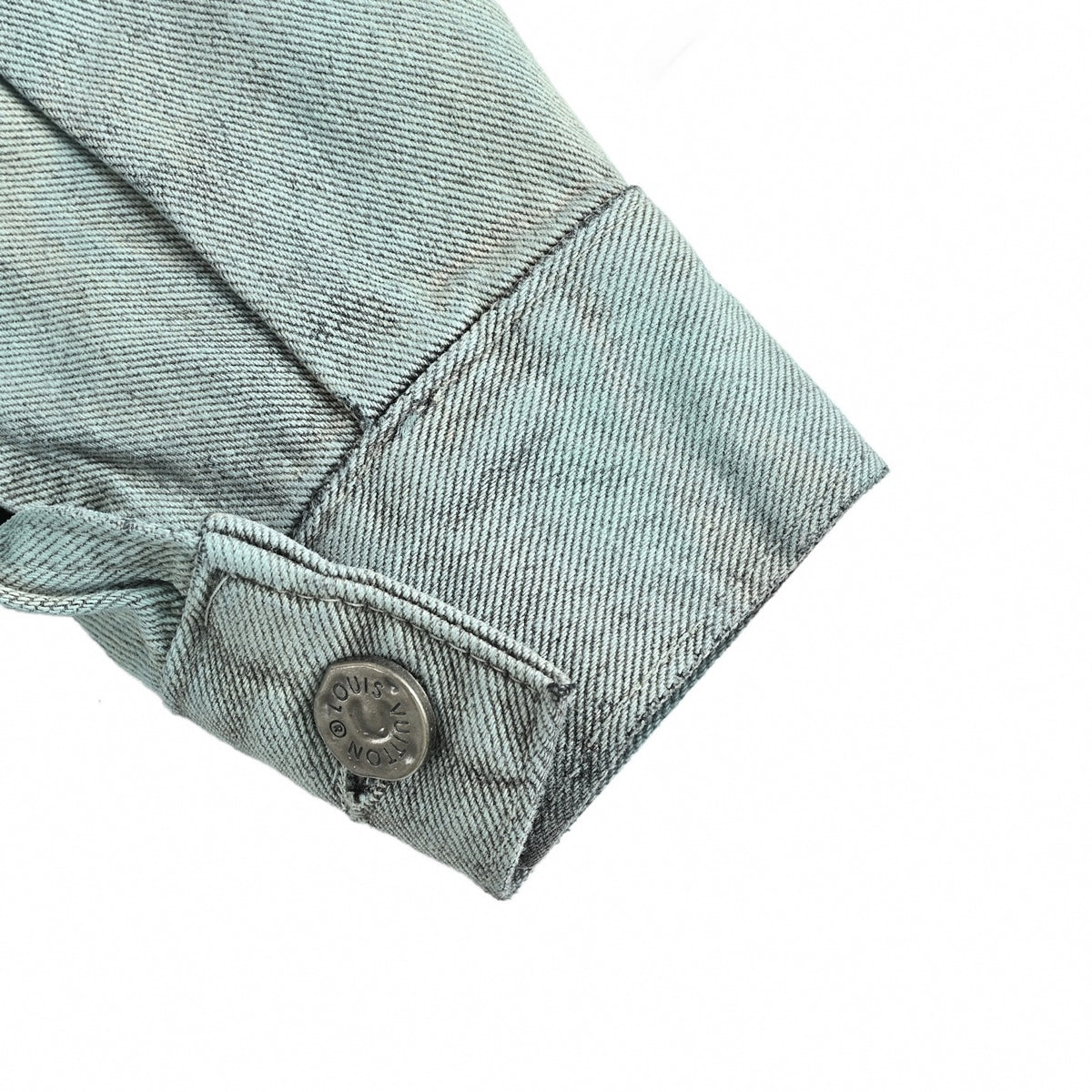 Embroidered Monogram Gradient Denim Jacket - Black/Light Blue