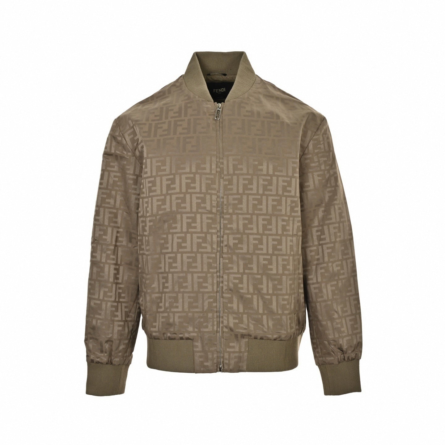 Tonal FF Jacquard Cotton Bomber Jacket | Taupe