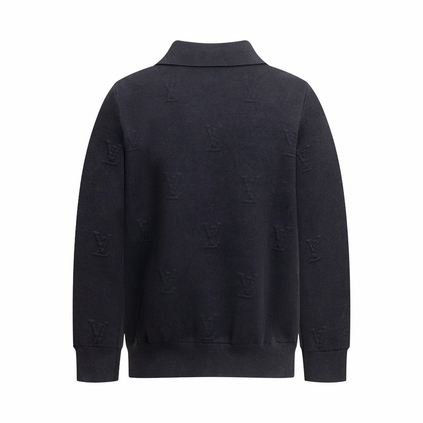 3D Monogram Embossed Zip-Through Cardigan | Midnight Blue