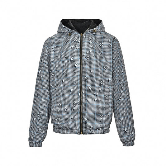 Reversible Houndstooth Monogram Windbreaker