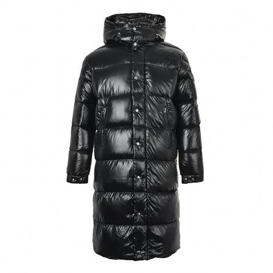 High-Gloss Nylon Long Down Parka | Black