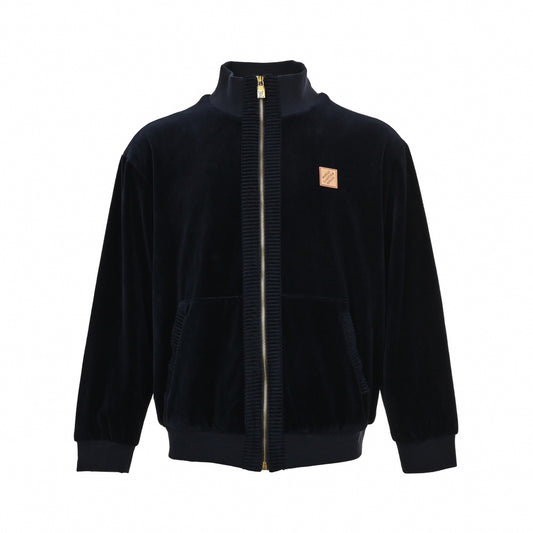 Velour Script Logo Zip-Up Jacket