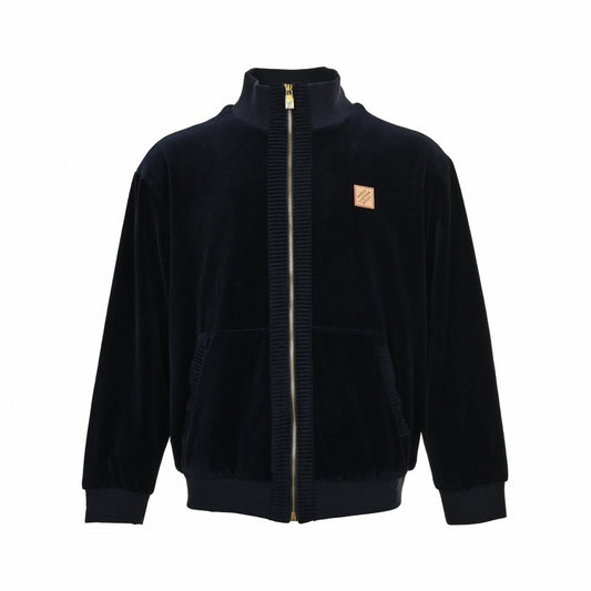 Velour Script Logo Zip-Up Jacket