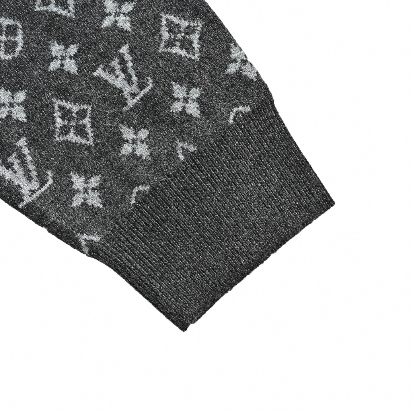 Monogram Sleeve V-Neck Cardigan - Charcoal Grey