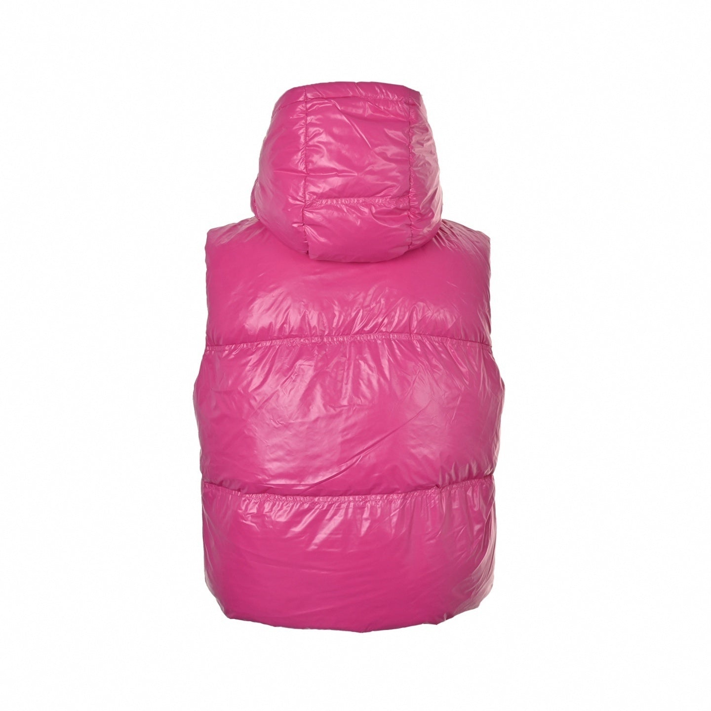 Logo-Patch Hooded Puffer Vest | Pink