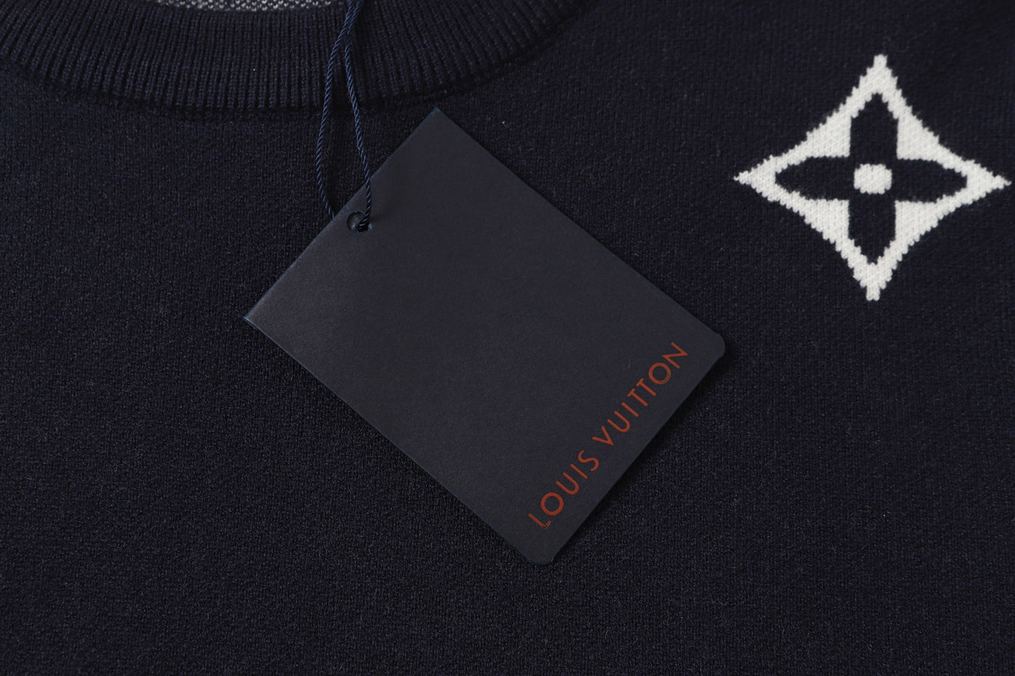Scattered Monogram Intarsia Wool Crewneck | Navy