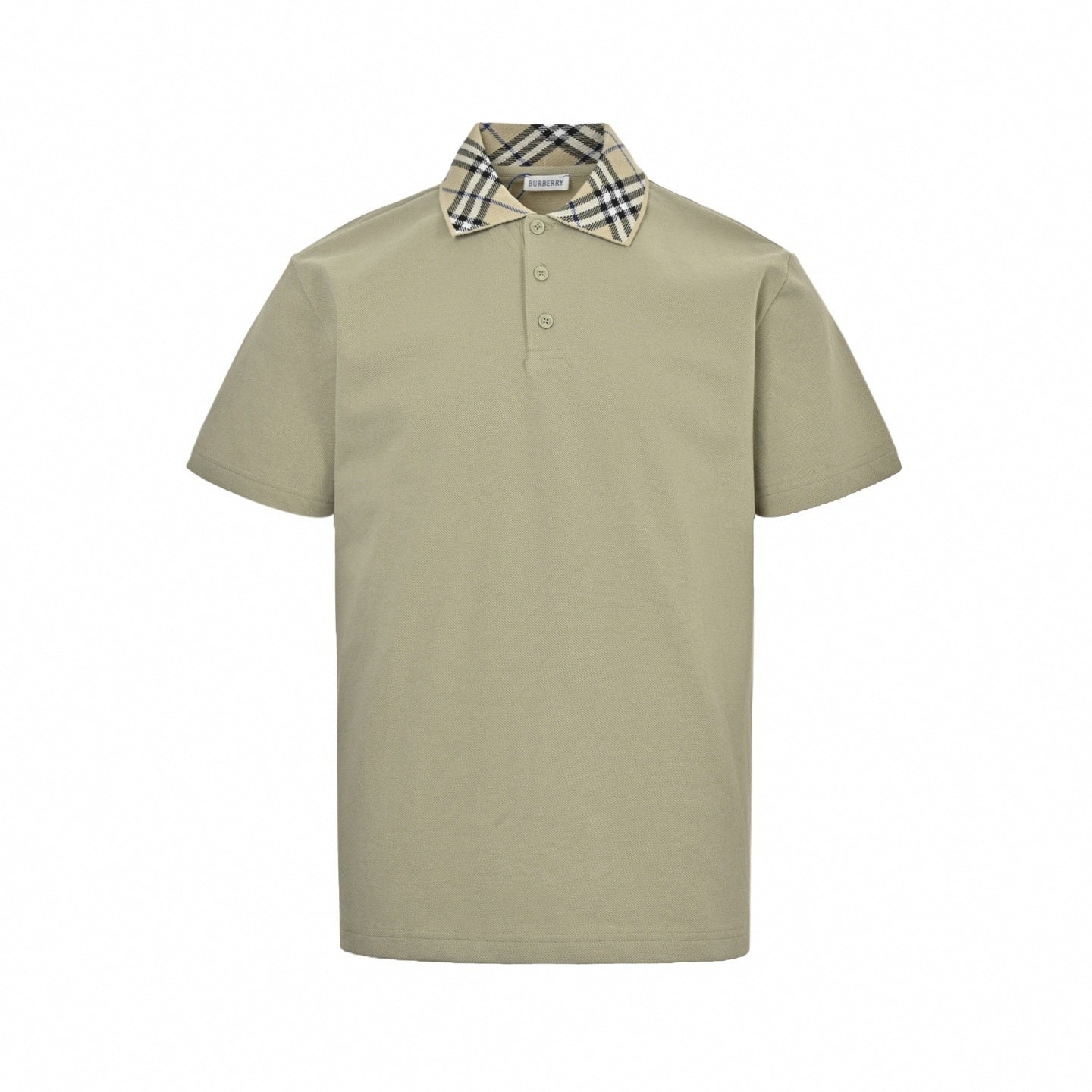 Check Collar Piqué Polo | Sage Green