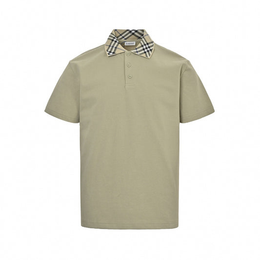 Check Collar Piqué Polo | Sage Green