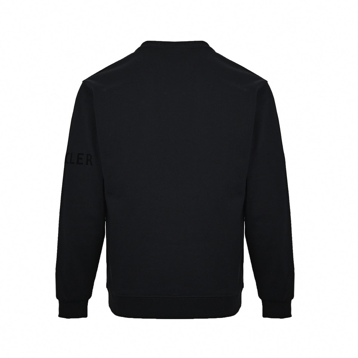 Tonal Logo Badge & Sleeve Print Crewneck Sweatshirt in Black