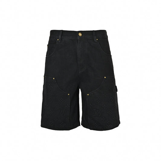 Embossed Monogram Carpenter Shorts | Black