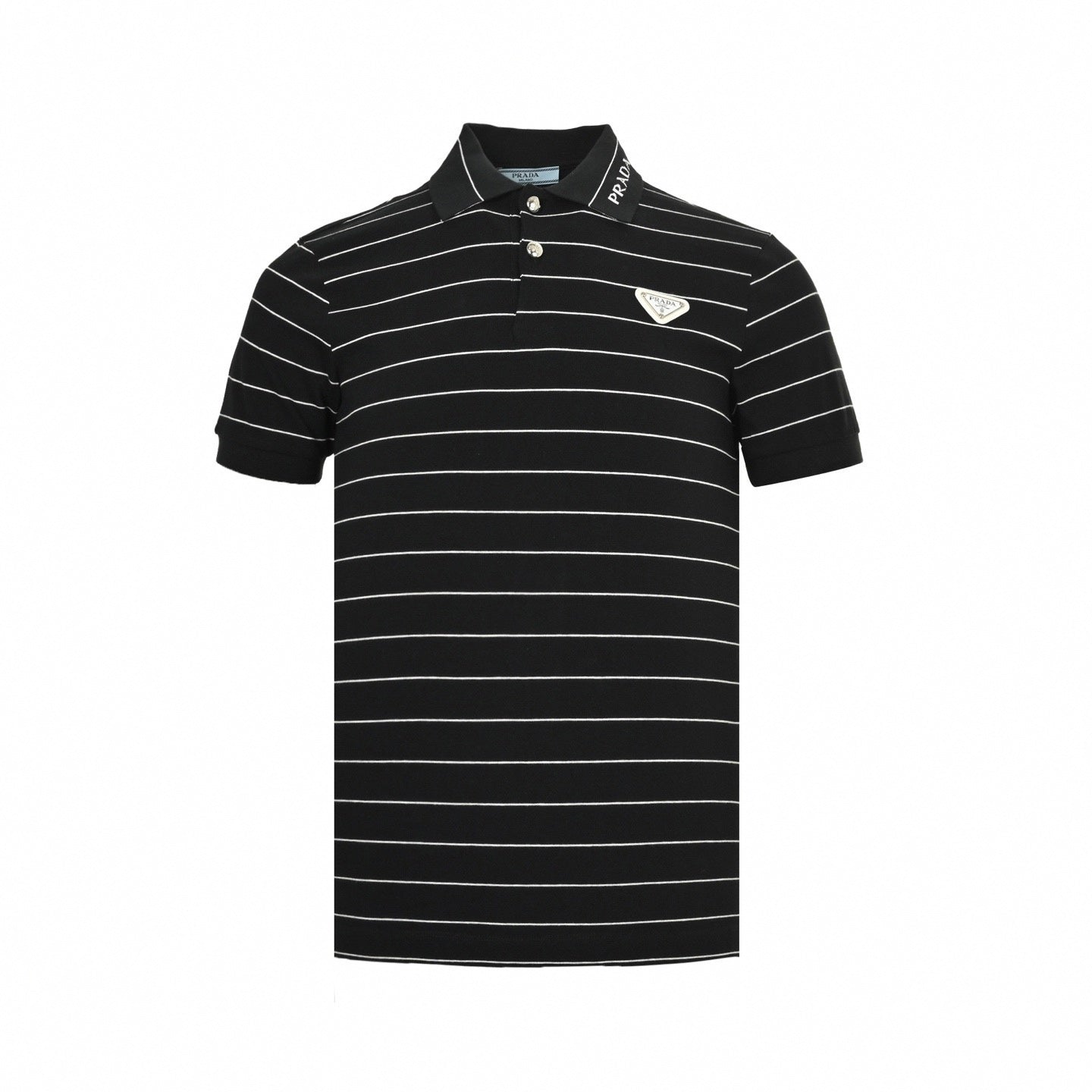 Striped Triangle Logo Polo Shirt | Black & White