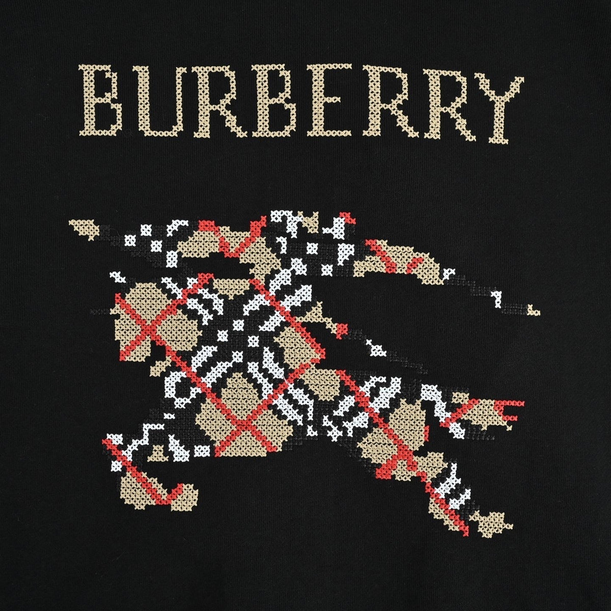 Cross-Stitched EKD Pixelated Full-Zip Hoodie in Black