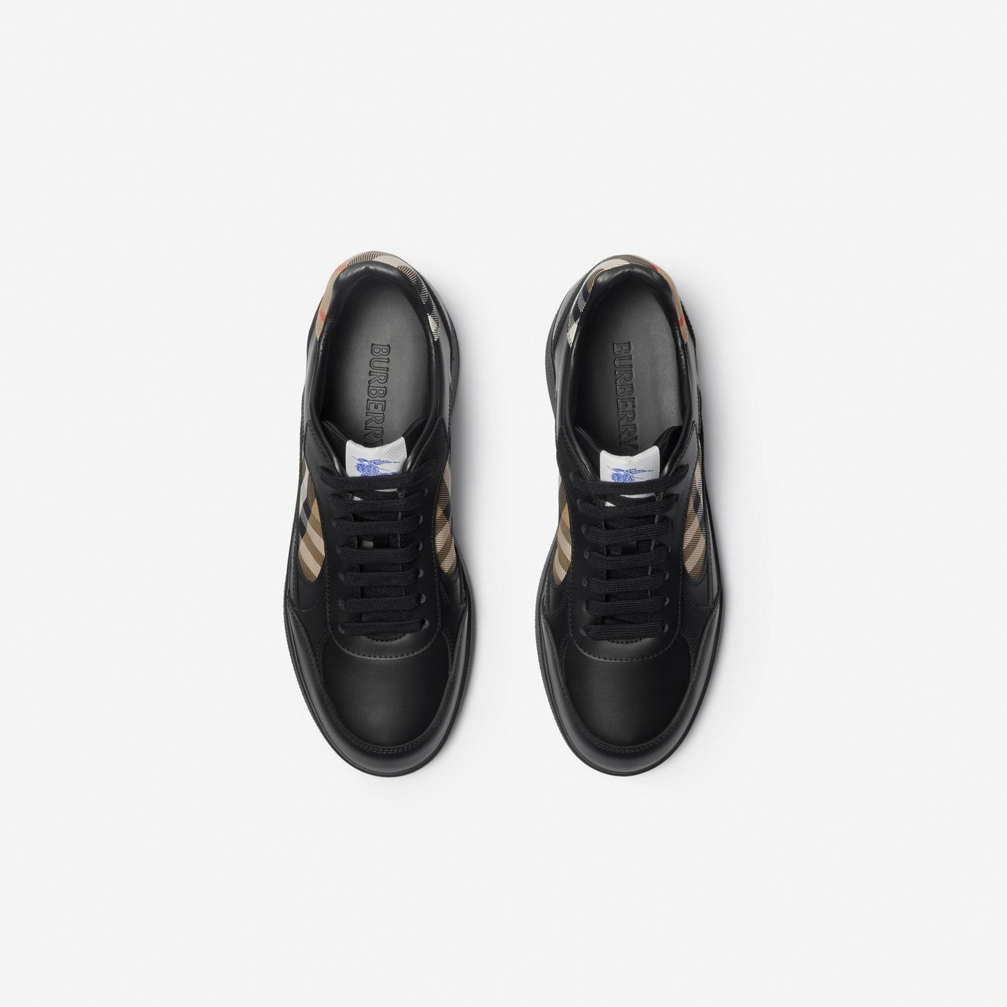 Check Panel Leather Low-Top Sneakers