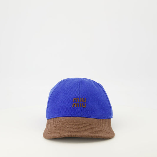 Blue and Brown Denim Effect Cap